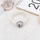 Pearl bracelets Platinum with rhinestones Fit 20MM snaps chunks KC0826