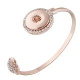 Metal bracelet rose gold 6*5CM with Rhinestone fit 18&20MM snaps chunks 1 buttons