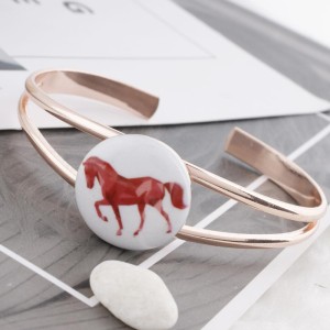 20MM horse Painted enamel metal C5187 print snaps jewelry