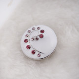 20MM Round snaps Silver Plated with rhinestones and white Enamel KB6829 snaps jewelry