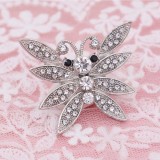 20MM Butterfly snap silver Plated with white rhinestone KC6967 snaps jewelry