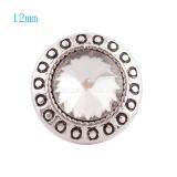 12MM Round snap Silver Plated with white rhinestone KS6046-S snaps jewelry