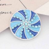 20MM snap Silver Plated with  blue rhinestone and enamel KC7831 snaps jewelry