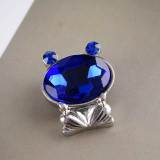 20MM Frog snap Silver Plated with blue rhinestones KC6343 snaps jewelry