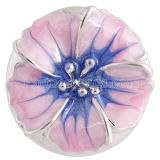 20MM flower snap Silver Plated with pink Enamel KC8810 snaps jewelry