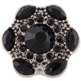 20MM snap button Antique Silver Plated with black Rhinestone KC9721 snap jewelry