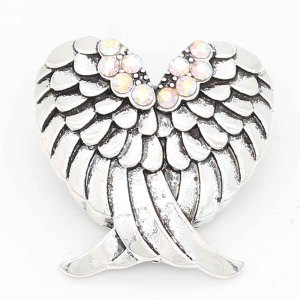 20MM Wings snap sliver Plated with rhinestones KC6708 snaps jewelry