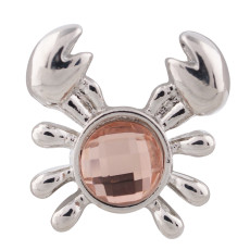 20MM Crab round snap silver plated with orange Rhinestone KC7444 interchangeable snaps jewelry