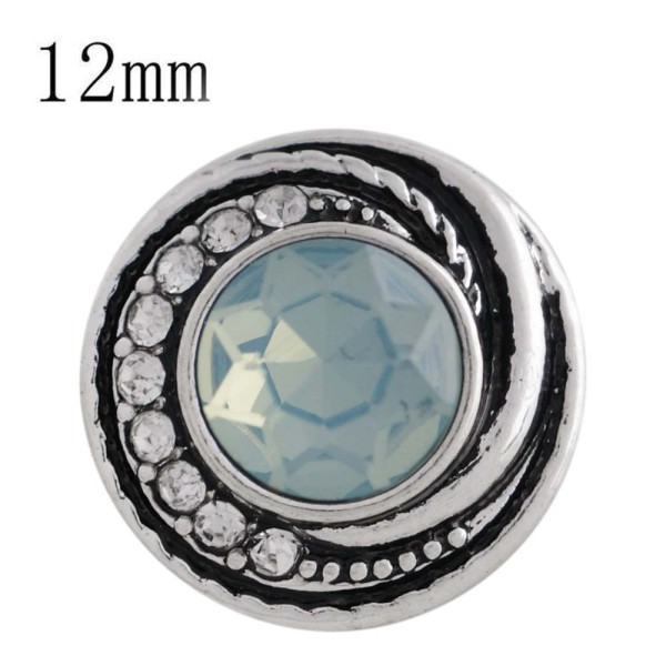 12MM design snap sliver plated with light blue Rhinestone and Enamel KS6268-S interchangeable snaps jewelry
