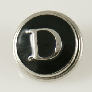 20MM English alphabet-D  snap silver  plated KB1254 with Enamel interchangeable snaps jewelry