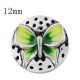 12mm Butterfly Small size snaps with green Enamel for chunks jewelry