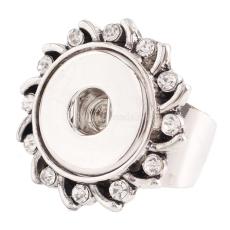 18MM 8# snaps adjustable metal Ring with rhinestone KC0918 snaps jewelry