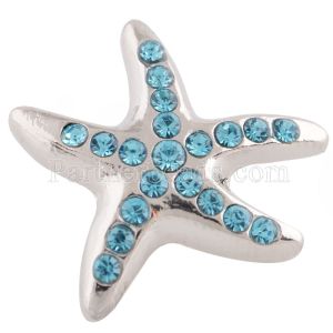 20MM Starfish snap Silver Plated with light blue rhinestones KC6327 snaps jewelry