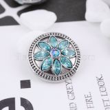 20MM design snap silver Antique plated with blue rhinestone KC5395 snaps jewelry