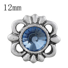 12MM design snap sliver plated with blue Rhinestone KS6302-S snaps jewelry