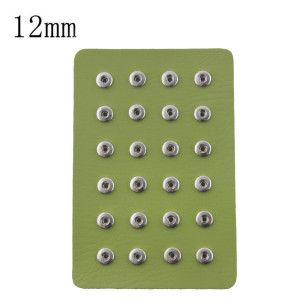 Display of 24 pieces PU leather green type for 12MM snaps chunks
