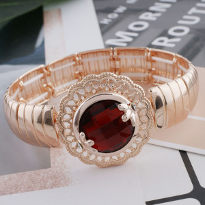 20MM design Rose Gold Plated with Dark red rhinestone KC9844 snaps jewelry