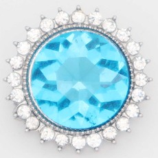 20MM design snap Silver Plated with light blue rhinestone KC6874 snaps jewelry