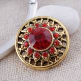 20MM round snap Antique Gold Plated with red Rhinestones KC8711 snaps jewelry