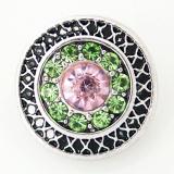 20MM Round snap Antique Silver Plated with green rhinestone KB8100 snaps jewelry
