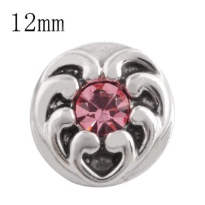 12MM love heart snap with rose Rhinestone KS5155-S interchangeable snaps jewelry