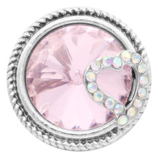 20MM love snap Silver Plated with pink rhinestone KC7820 snaps jewelry