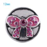12mm snaps Silver Plated with rose rhinestone KS5046-S snap jewelry