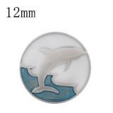 12MM dolphin snap Silver Plated with enamel KS9713-S snap jewelry