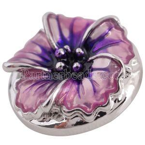 20MM flower snap Silver Plated with purple Enamel KC8796 snaps jewelry