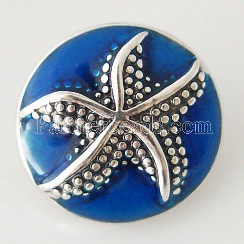 20MM Starfish snap Antique Silver Plated with Enamel KB6311 snaps jewelry