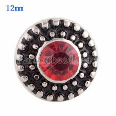 12MM Round snap Silver Plated with red Rhinestone KS9641-S snaps jewelry