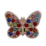 18MM butterfly Rose-Gold Plated with colorful rhinestone KC9772 snaps jewelry