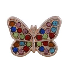 18MM butterfly Rose-Gold Plated with colorful rhinestone KC9772 snaps jewelry