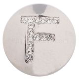 20MM  Letter F snap silver plated with Czech diamonds KC5220 snaps jewelry