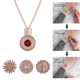 Pendant of rhinestone Rose Gold  Necklace with 45CM chain KC1034 snaps jewelry