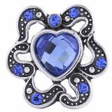 20MM Love snap Antique Silver Plated with blue rhinestones KC6103 snaps jewelry