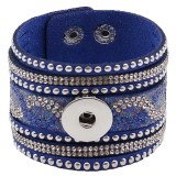 Partnerbeads 21CM blue leather bracelets fit 18/20MM snaps chunks KC0295 snaps jewelry