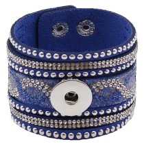 Partnerbeads 21CM blue leather bracelets fit 18/20MM snaps chunks KC0295 snaps jewelry