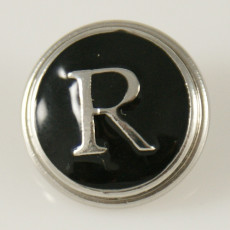 20MM English alphabet-R  snap silver  plated KB1268 with Enamel interchangeable snaps jewelry