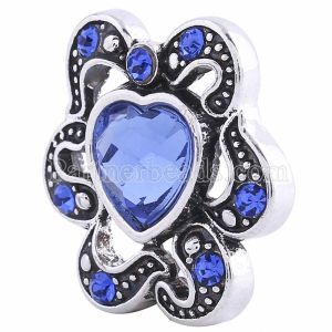 20MM Love snap Antique Silver Plated with blue rhinestones KC6103 snaps jewelry