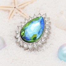 20MM design snap Silver Plated with blue rhinestone KC6898 opal light blue