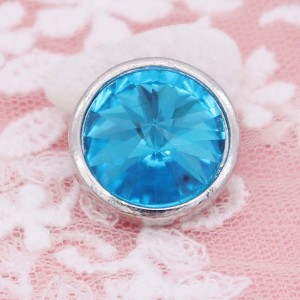 20MM design snap silver Plated with Light Blue rhinestone KC6963 snaps jewelry