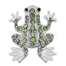 20MM Frog snap Antique Silver Plated with green  rhinestone KB8099 snaps jewelry