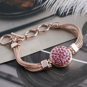 20MM round snap Rose-Gold Plated with rose-red rhinestone KC5630 snaps jewelry