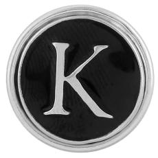 20MM English alphabet-K  snap silver  plated KB1261 with Enamel interchangeable snaps jewelry