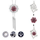 Pendant Rhinestone Necklace with 80CM chain KC1014 fit 18&20MM chunks snaps jewelry