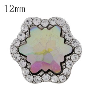12MM design snap sliver plated with colorful Rhinestone KS6264-S interchangeable snaps jewelry