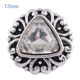 12MM snap Antique Silver Plated with faceted white crystal KS6079-S snaps jewelry