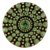 20MM design snap Antique gold Plated with green rhinestones KC7506 snaps jewelry