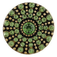 20MM design snap Antique gold Plated with green rhinestones KC7506 snaps jewelry